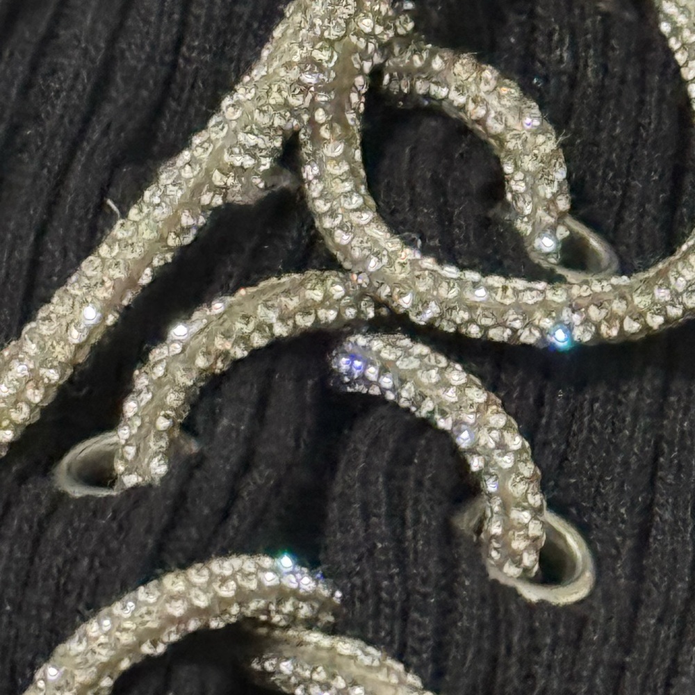 Black Ribbed Rhinestone String Shorts Romper Size… - image 5